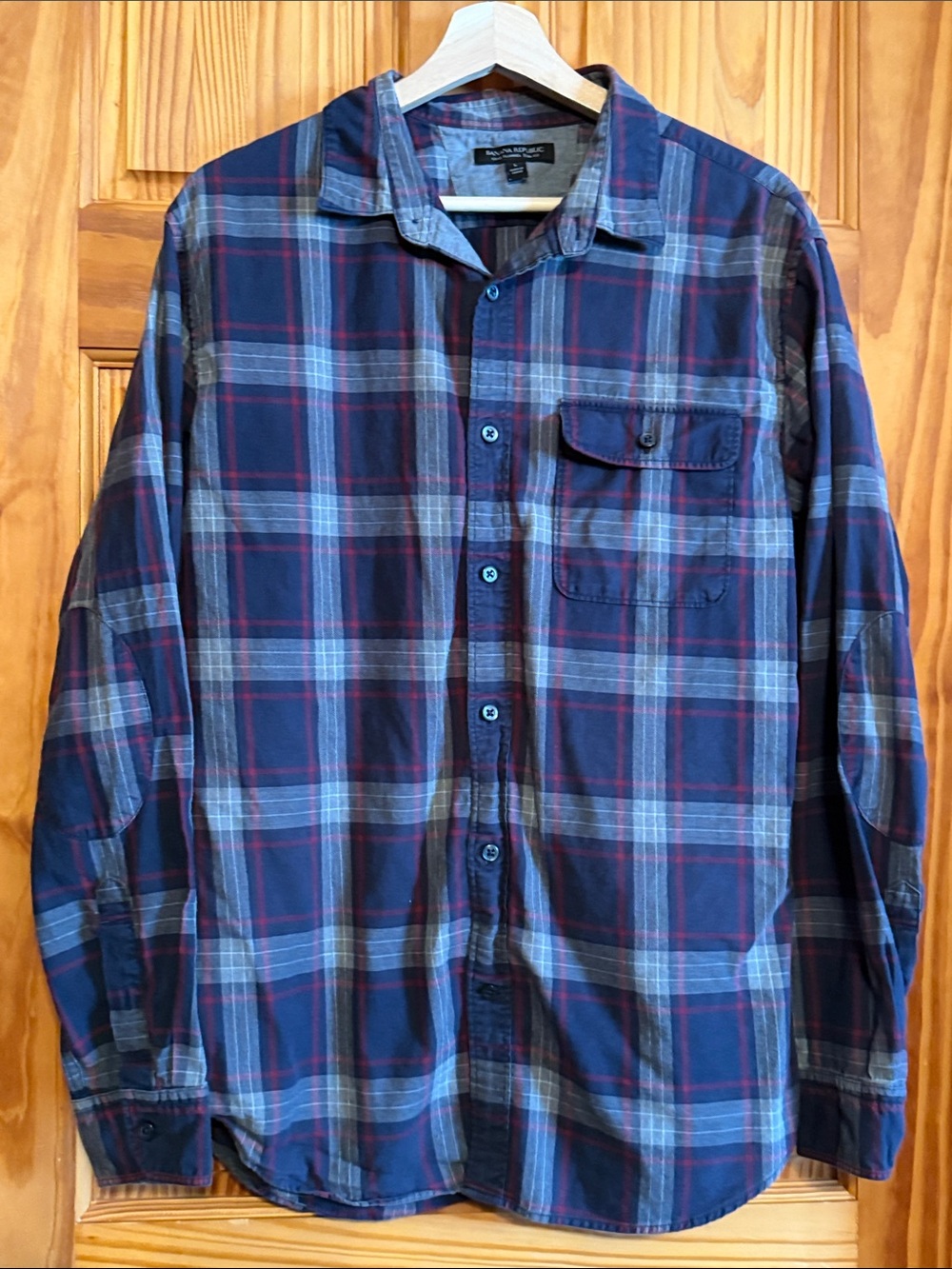 Banana Republic Navy, Red & Light Blue Plaid Shirt